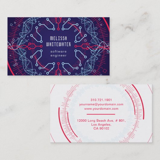 Techno flach glatte bunte Visitenkarte (Vorne/Hinten)