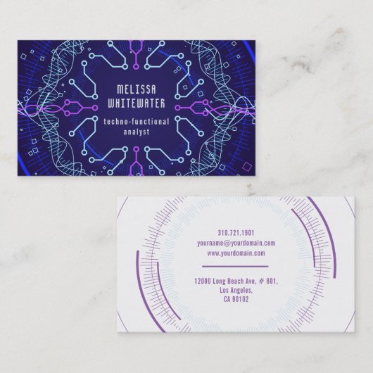 Techno flach glatte bunte Visitenkarte (Vorne/Hinten)