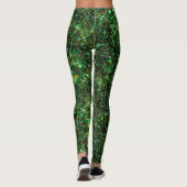 Techno Geek Green Galaxy Glitzer CUSTOM TEXT Leggings (Rückseite)