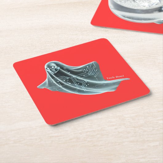 Techno Ghost: Haunting halloween Rechteckiger Pappuntersetzer (angewinkelt)