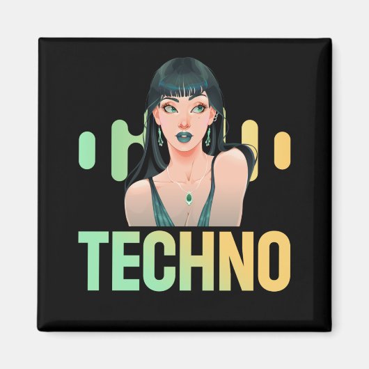 Techno Girl Musician DJ Bass Music Fan Magnet (Vorne)