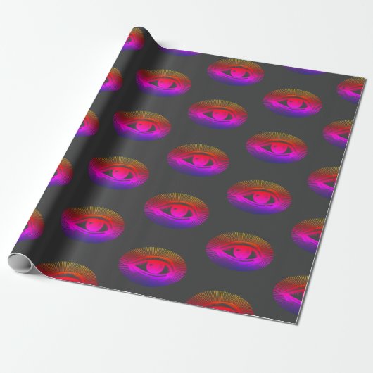 Techno Holographic Eye on Gray | Geschenkpapier (Ungerollt)
