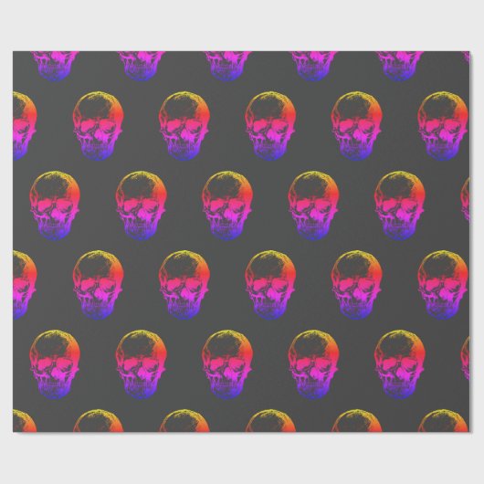 Techno Holographic Skull auf Grau | Geschenkpapier (Flach)