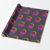 Techno Holographic Skull auf Grau | Geschenkpapier (Ungerollt)