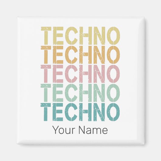 Techno House Retro Letting Electro Vintager Rave Magnet (Vorne)
