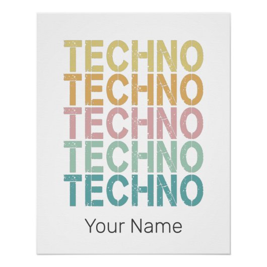 Techno House Retro Letting Electro Vintager Rave Poster (Vorderseite)