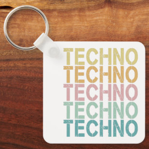 Techno House Retro Letting Electro Vintager Rave Schlüsselanhänger