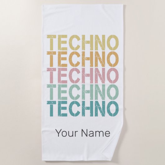 Techno House Retro Letting Electro Vintager Rave Strandtuch (Vorderseite)