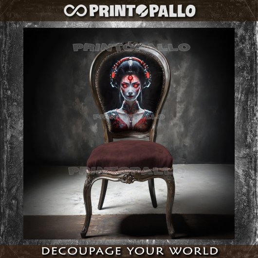 Techno Japanese cyborg Geisha Seidenpapier