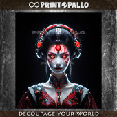 Techno-Japanische Cyborg-Geisha Seidenpapier