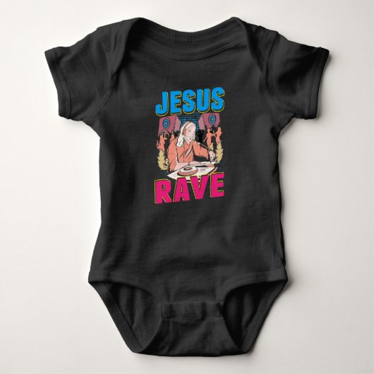 Techno Jesus Religion Retro elektronische Bassmusi Baby Strampler (Vorderseite)