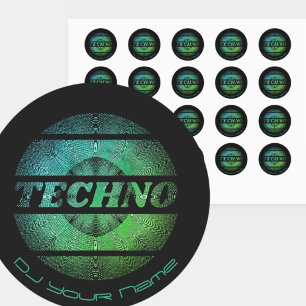 Techno Music DJ Business Card Runder Aufkleber