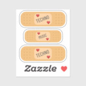 Techno music Patch / bandaid, Techno heilt Wunden Aufkleber (Blatt)