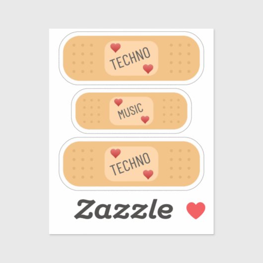 Techno music Patch / bandaid, Techno heilt Wunden Aufkleber (Blatt)
