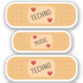Techno music Patch / bandaid, Techno heilt Wunden Aufkleber (Vorderseite)