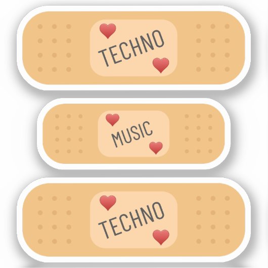 Techno music Patch / bandaid, Techno heilt Wunden Aufkleber (Vorderseite)