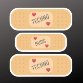 Techno music Patch / bandaid, Techno heilt Wunden Aufkleber