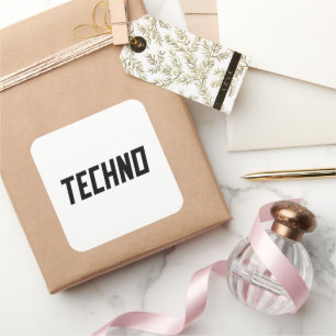 Techno Musik Quadratischer Aufkleber