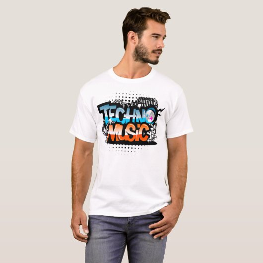 Techno Musik-Shirt T-Shirt (Vorne ganz)