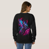 Techno-organische Hummingbird-Illustration Sweatshirt (Schwarz voll)