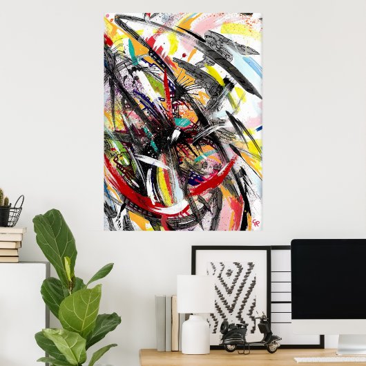 Techno-Orkanmalerei Poster (Heimbüro)