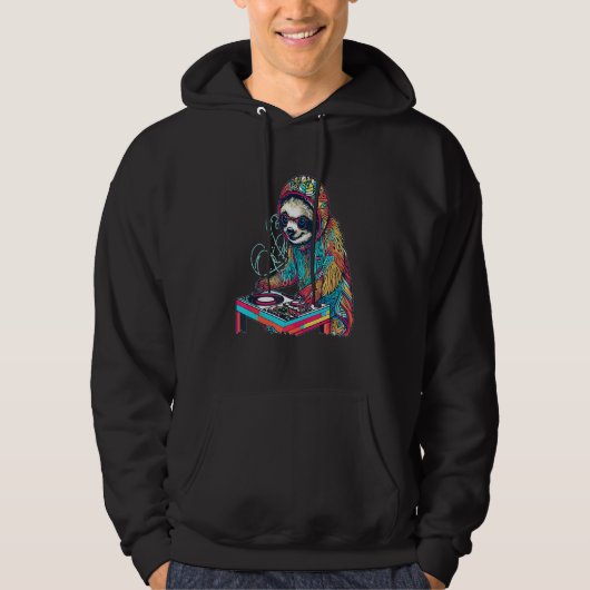 Techno Party Sloth Summer Music Festival Hoodie (Vorderseite)