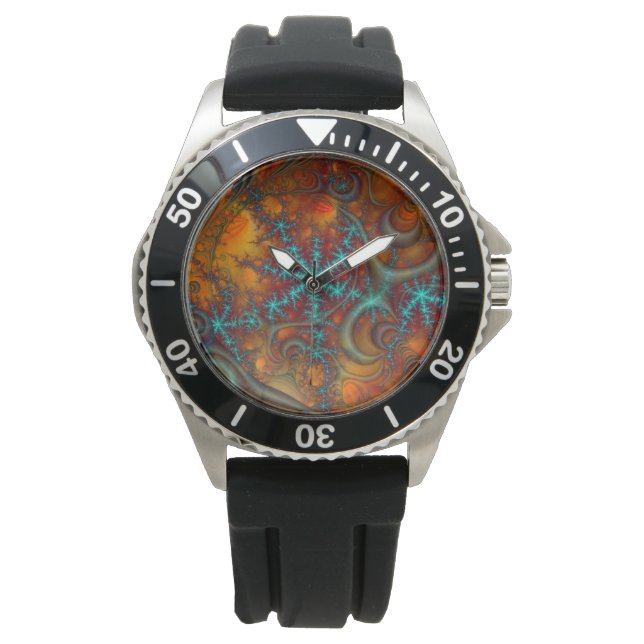 Techno Psychedelic Fraktal Armbanduhr (Vorderseite)