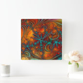 Techno Psychedelic Fraktal Decor Quadratische Wanduhr (Zuhause)