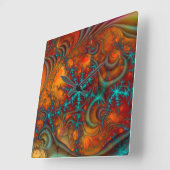 Techno Psychedelic Fraktal Decor Quadratische Wanduhr (Winkel)