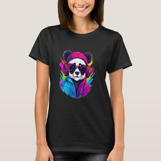 Techno Rave Panda House Music Lover Raver T-Shirt (Vorderseite)