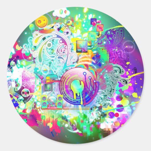 Techno Runder Aufkleber (Vorderseite)