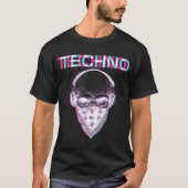 Techno Skull Glitch Trippy EDM Rave Hardstyle-Gesc T-Shirt (Vorderseite)