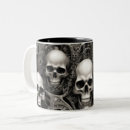Techno skulls 002 zweifarbige tasse (Vorderseite Links)
