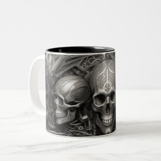 Techno skulls 003 zweifarbige tasse (Vorderseite Links)