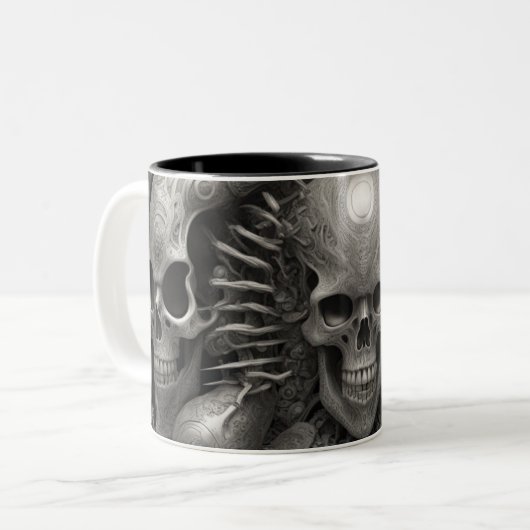 Techno skulls 005 zweifarbige tasse (Vorderseite Links)