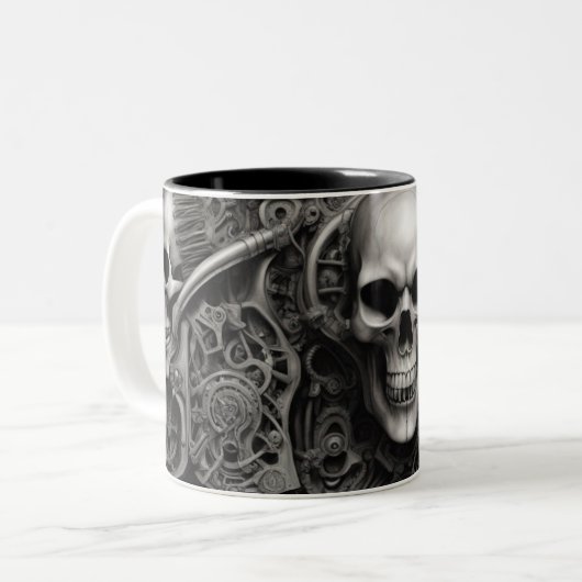 Techno skulls 014 zweifarbige tasse (Vorderseite Links)