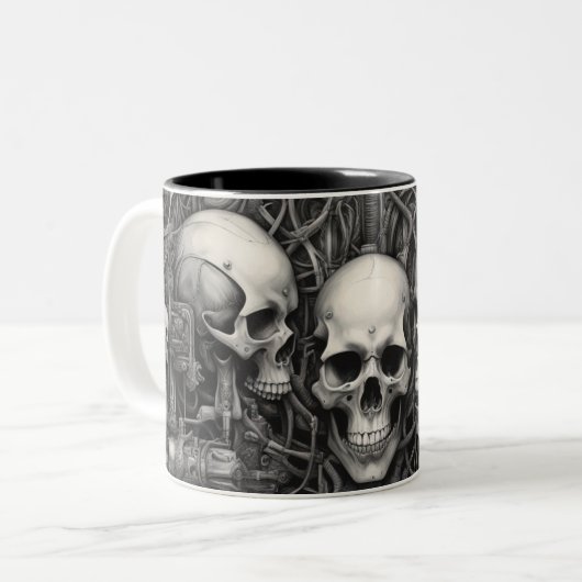 Techno skulls 016 zweifarbige tasse (Vorderseite Links)