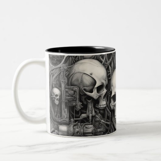Techno skulls 016 zweifarbige tasse (Links)