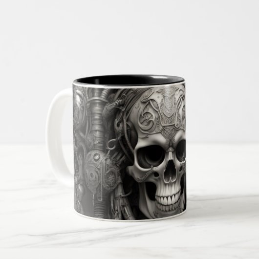 Techno skulls 017 zweifarbige tasse (Vorderseite Links)