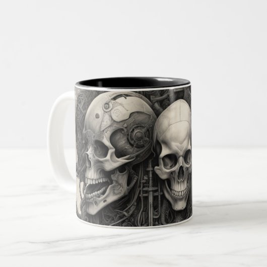 Techno skulls 018 zweifarbige tasse (Vorderseite Links)