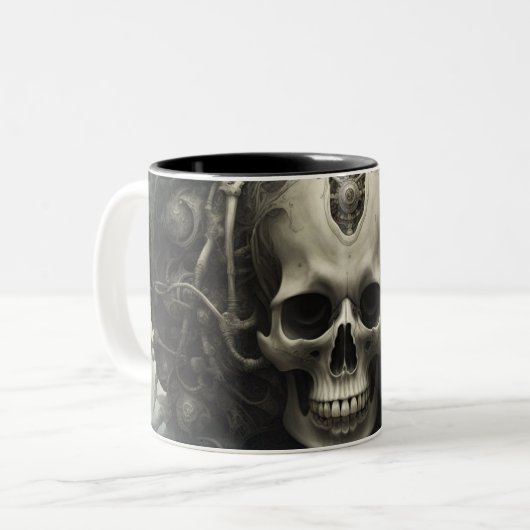 Techno skulls 019 zweifarbige tasse (Vorderseite Links)