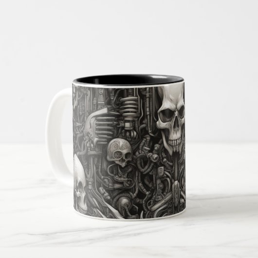 Techno skulls 024 zweifarbige tasse (Vorderseite Links)