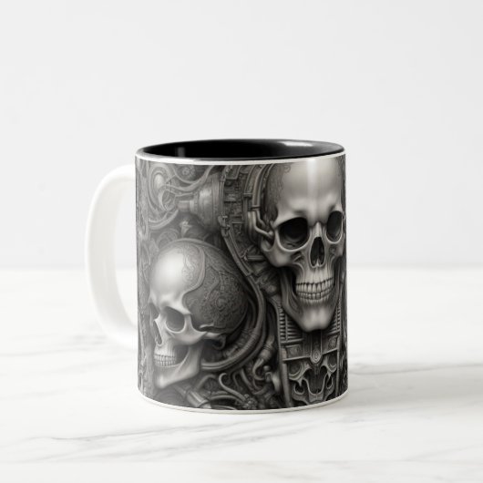Techno skulls 025 zweifarbige tasse (Vorderseite Links)