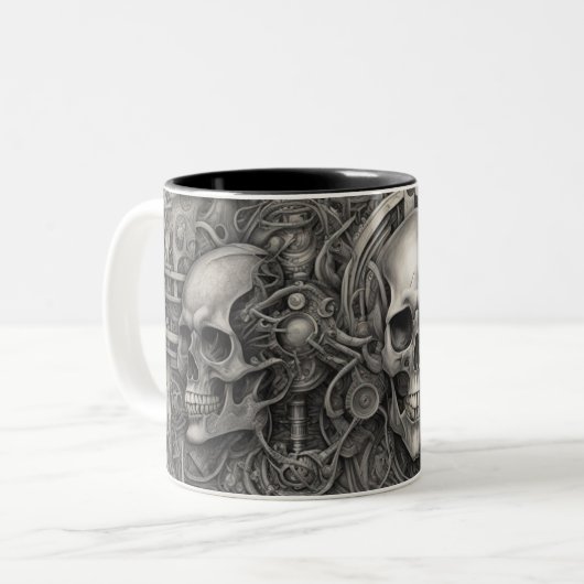 Techno skulls 026 zweifarbige tasse (Vorderseite Links)