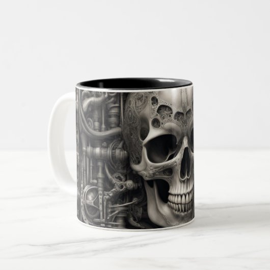Techno skulls 027 zweifarbige tasse (Vorderseite Links)