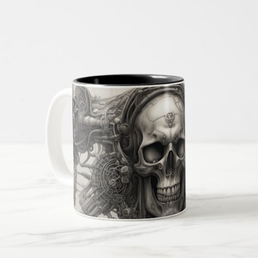 Techno skulls 030 zweifarbige tasse (Vorderseite Links)