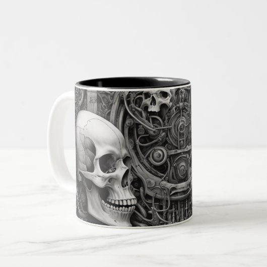 Techno skulls 031 zweifarbige tasse (Vorderseite Links)