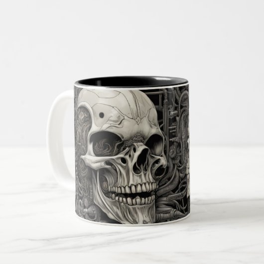 Techno skulls 032 zweifarbige tasse (Vorderseite Links)