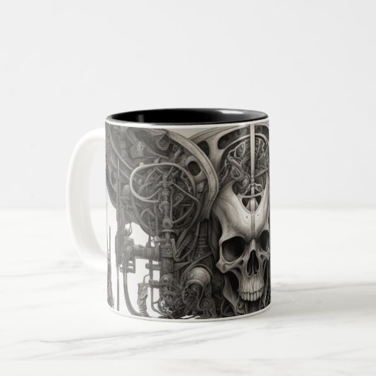 Techno skulls 034 zweifarbige tasse (Vorderseite Links)