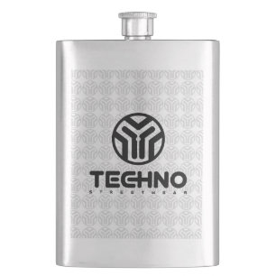 Techno Streetwear - Logo - Flasche Flachmann